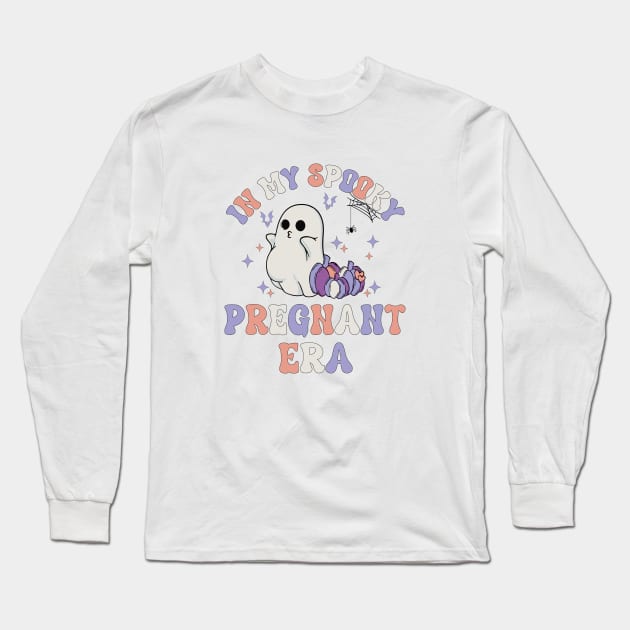 In My Spooky Pregnant Era Ghost Halloween Pregnant Mom Women Long Sleeve T-Shirt by WildFoxFarmCo